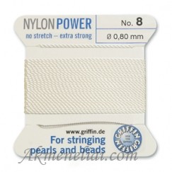 Griffin NylonPower, balti, Dydis nr.8 (0,80mm), su 1 adata, 2 metrai