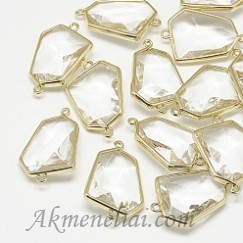 Konektorius, intarpas, auksuota, stiklas, 25.5x17x6.5mm, pakuotė 2vnt.