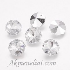 Kristalas  crystal, su dviem skylutėm, 14x14x7mm