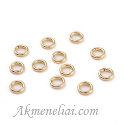 Žiedeliai nerūdijančio plieno paauksuoti 18K auksu, 6x0.7mm, pakuotė 20vnt.