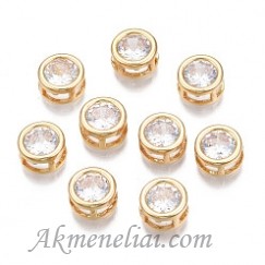 Intarpas auksuotas 18K, su cirkoniu, 9x4.5mm, pakuotė 2vnt.