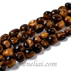 Tigro akis, grynuoliai, 5~8.5x5.5~7x3.5~4, juosta ~64vnt.