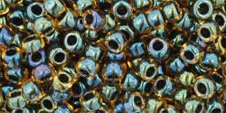 Toho biseris TR-08-244 8/0 Inside-Color Rainbow Lt Topaz/Jet-Lined