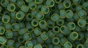 Toho biseris TR-08-242F 8/0 Inside-Color Frosted Jonquil/Emerald-Lined 