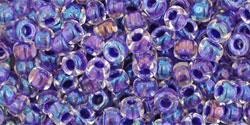 Toho biseris TR-08-181 8/0 Inside-Color Rainbow Crystal/Tanzanite-Lined