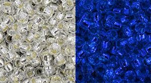 Toho biseris TR-08-PF2701S 8/0 Glow In The Dark - Silver-Lined Crystal/Glow Blue