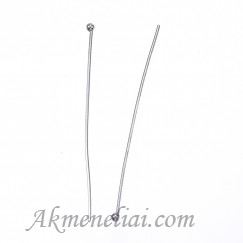 Vinutės/smeigtukai su burbuliuku nerūdijančio plieno, 50x0.7mm, pakuotė 50vnt.
