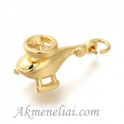 Pakabukas, sraigtasparnis, helicopter, auksuota 18K, 20x9mm