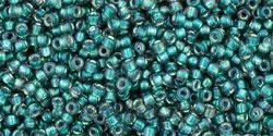 Toho biseris TR-15-270 15/0 Inside-Color Crystal/Metallic Teal-Lined 
