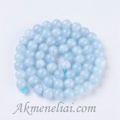 Žadeitas, žydras, apvalus 6mm, dažytas, juosta 60vnt.