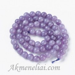 Žadeitas, violetinis, apvalus 6mm, dažytas, juosta 60vnt.