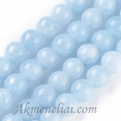 Žadeitas, žydras, apvalus 8mm, dažytas, juosta 46vnt.