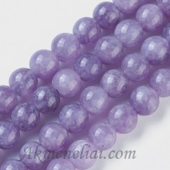 Žadeitas, violetinis, apvalus 8mm, dažytas, juosta 46vnt.