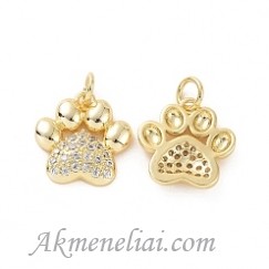 Pakabukas paauksuotas 18K auksu, su cirkoniais, 15x14.5x3mm, 1vnt.