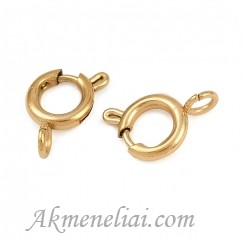 Nerūdijančio plieno užsegimas, paauksuotas 14K, 14x9.5x2mm