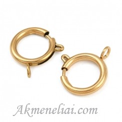 Nerūdijančio plieno užsegimas, paauksuotas 18K, 21x16x2.5mm 