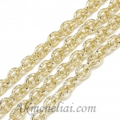 Grandinė aliuminio, aukso spalvos, 7x6x1.6mm, 1 metras