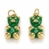 Pakabukas Meškiukas, metalinis paauksuotas 18K auksu, padengtas emale, Žalias, 17,5x9mm
