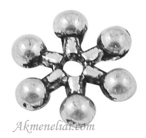 Karoliukas-intarpas Snaigė sidabro spalvos 10mm, pakuotė 20vnt.