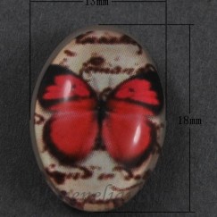 Kabašonas Drugelis rausvas grūdinto stiklo 18x13mm 