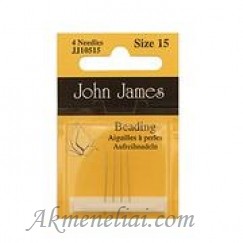 John James karoliukų vėrimo ir siuvinėjimo adatos Nr 15 -itin plonos, pakuotėje 4 vnt.