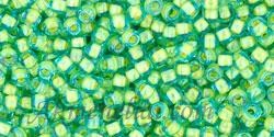 Toho biseris TR-11-307 11/0 Inside-Color Aqua/Opaque Yellow Lined 