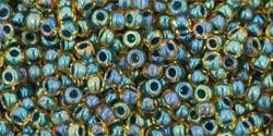 Toho biseris TR-11-243 11/0 Inside-Color Rainbow Topaz/Opaque Emerald Lined
