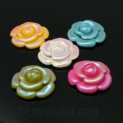 Resin Kabašonas, fuksijų spalvos, kostiumų, plaukų aksesuarų puošybai, su AB danga 46x12.5mm