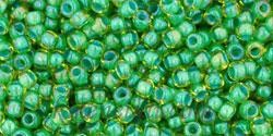 Toho biseris TR-11-947 11/0 Inside-Color Lime Green/Opaque Green Lined 