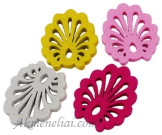 Lapas medinis tamsiai rožinis 25x20mm 