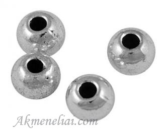 Karoliukai metaliniai sidabro spalvos, 4mm, pakuotė 30 vnt.