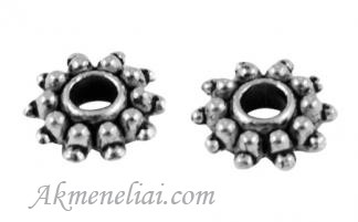 Karoliukas-intarpas tamsaus sidabro spalvos 9mm
