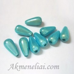 Akrilinis karoliukas, 15x8mm, juros mėlis, žvilgantis