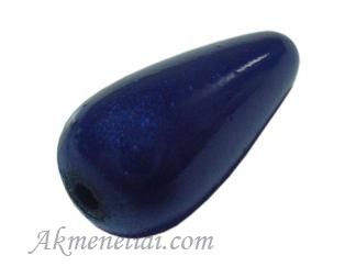 Akrilinis karoliukas, 15x8mm, mėlynas