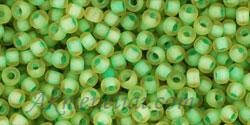Toho biseris TR-11-946FM 11/0  Frosted Inside-Color Jonquil/Opaque Green Lined
