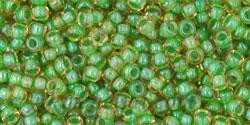 Toho biseris TR-11-393 11/0 Inside-ColorTopaz/Opaque Green Lined 