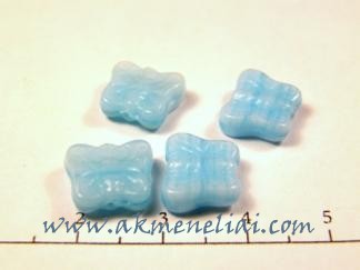 Čekiško stiklo karoliukas drugelis žydras 11x10mm