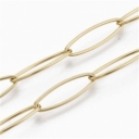 Grandinėlė nerūdijančio plieno, paauksuota 18K, 20x6mm, 1 metras