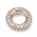 Karoliukas pandorra style, platinuotas su cirkoniais, 12x3mm, skylutė 3mm