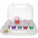Dėžutė-organaizeris plastikinė Beadsmith, 20,3x14x4,6cm, su 12 buteliukų 3,8x3,8cm