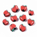 Polimerinio molio karoliukai, obuoliai, ~7-8x9-10mm10vnt.