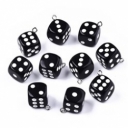Pakabukas akrilinis Kauliukas juodas,  19x19mm