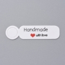 Etiketės baltos, Handmade you with love, 13x49.5x0.5mm, pakuotė 100vnt.