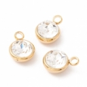 Nerūdijančio plieno 18K paauksuotas pakabukas, su kristalu Crystal, 10mm, pakuotė 2vnt.