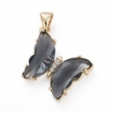 Pakabukas Drugelis Black Diamond, paauksuotas su cirkoniais ir kristalais,  21,5x24mm