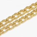 Grandinėlė stambi, aukso spalvos aliuminis, žiedeliai- 22x15x2.2mm, metras