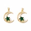 Pakabukas paauksuotas 16K auksu, su žaliu cirkoniu, 22x17.5x7mm 