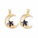 Pakabukas paauksuotas 16K auksu, su mėlynu cirkoniu, 22x17.5x7mm