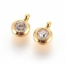 Pakabukas, nerūdijantis plienas, paauksuotas 18K auksu, crystal spalva,  9.3x6.5x4mm, pakuotė 2vnt.