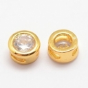 Karoliukas intarpas, auksuota 18K, su cirkoniu, 5.5x4mm, pakuotė 2 vnt.